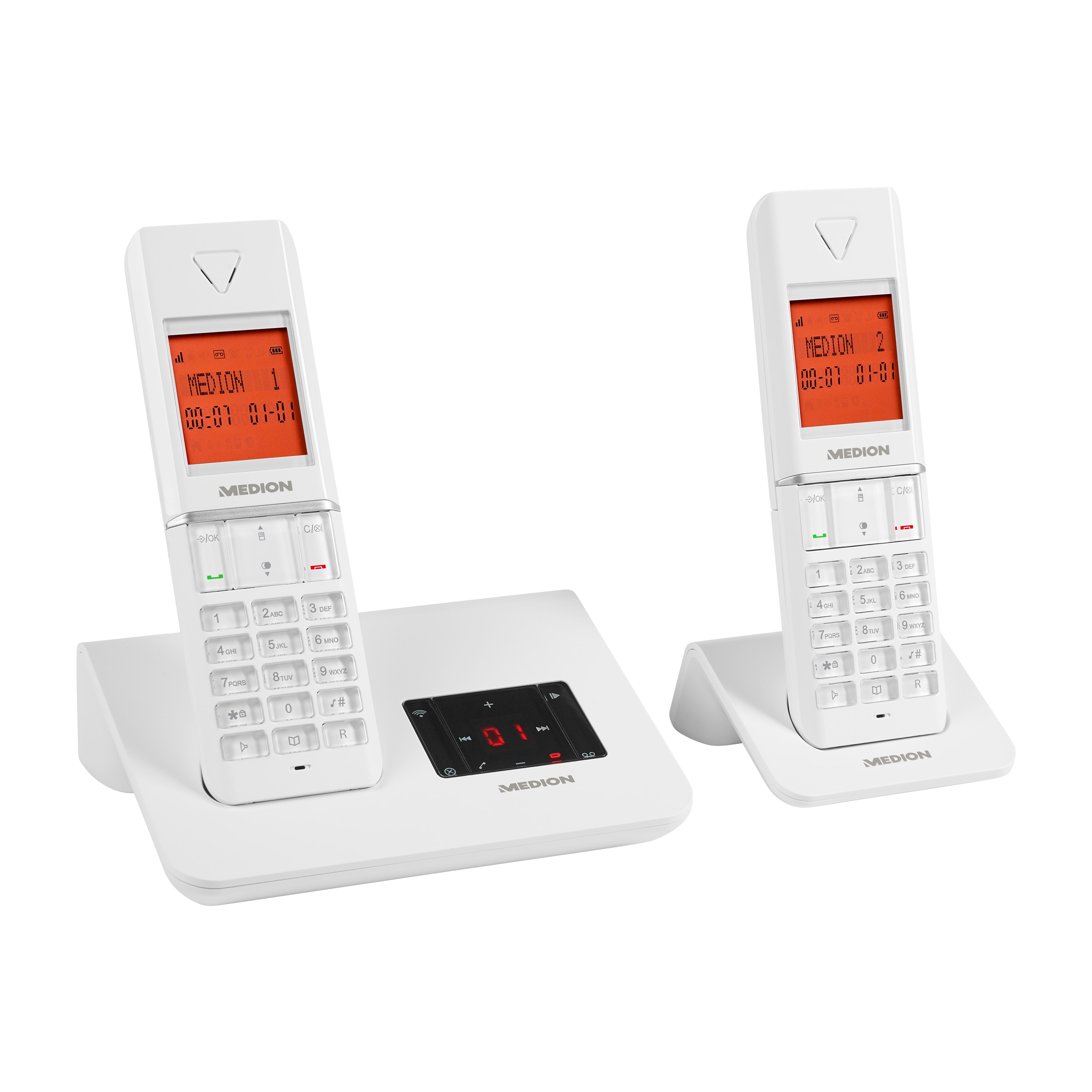 MEDION® LIFE® E63041 DECT Telefon mit Basisstation und 2 Mobilteilen, Anrufbeantworter, ECO MEDION® LIFE® E63041 DECT Telefon mit Basisstation und 2 Mobilteilen, Anrufbeantworter, ECO